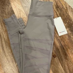 Lululemon gray mesh Wunder Under tights NWT 28” Sz 8